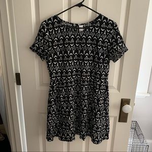 Black and White Patterned Mini Dress